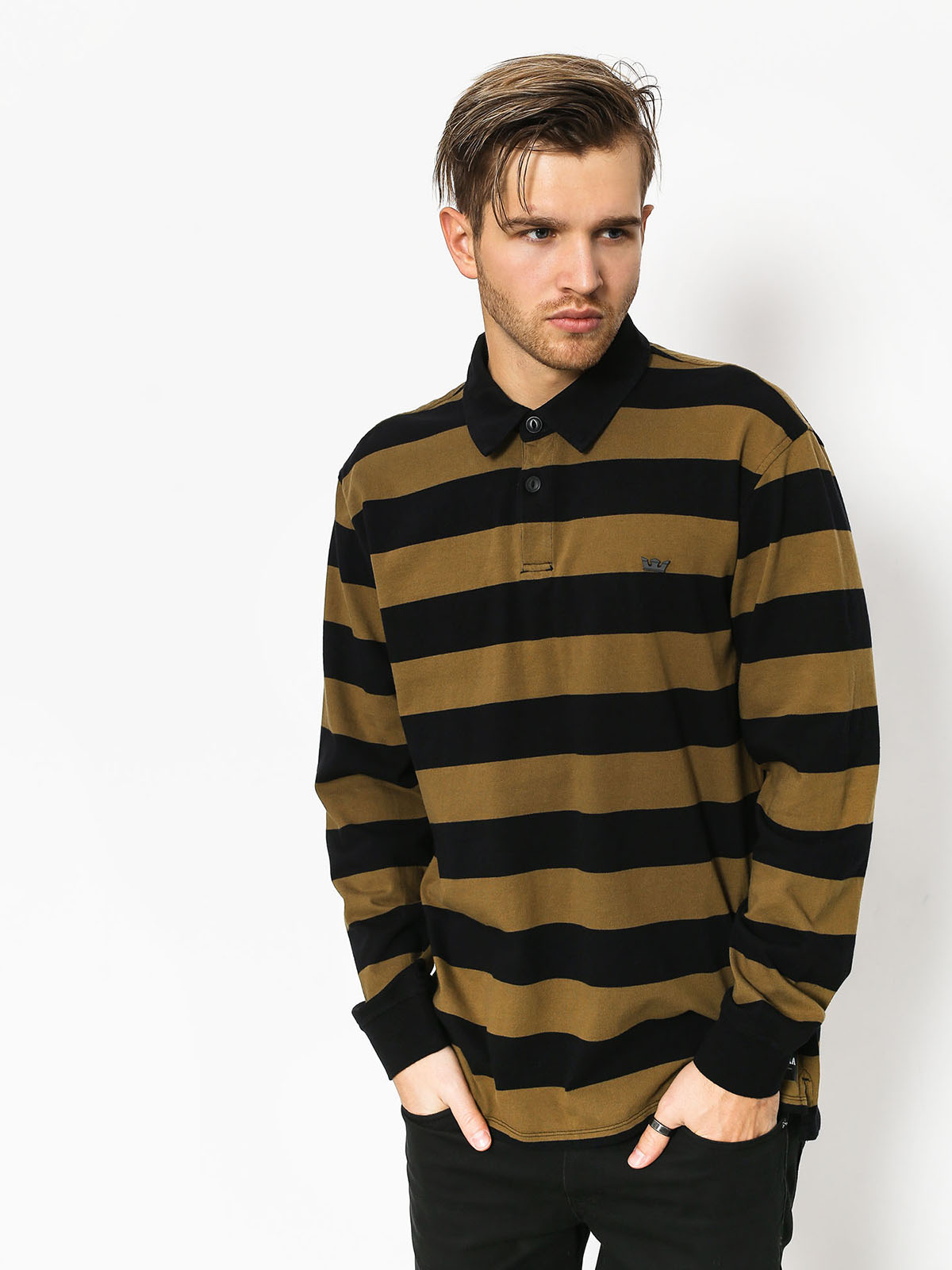 Supra Fifty Stripe Polo Longsleeve (black/olv)