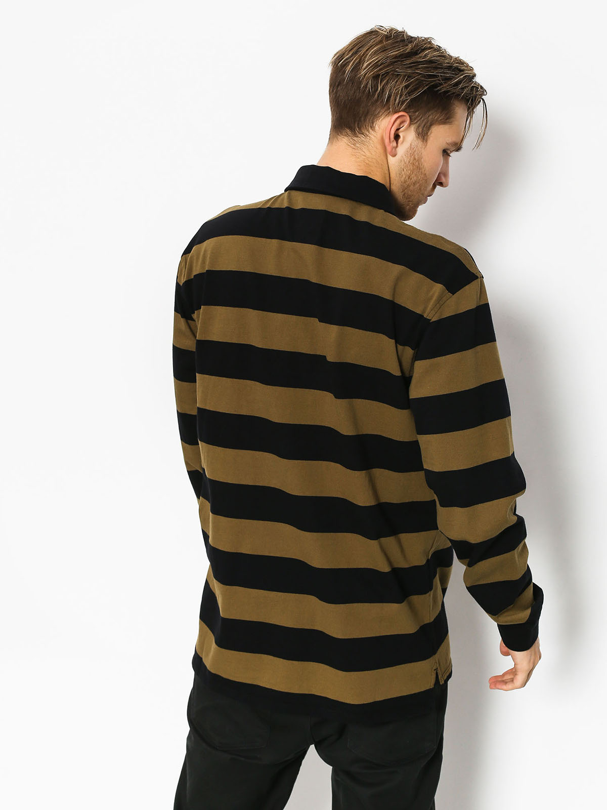 Supra Fifty Stripe Polo Longsleeve (black/olv)