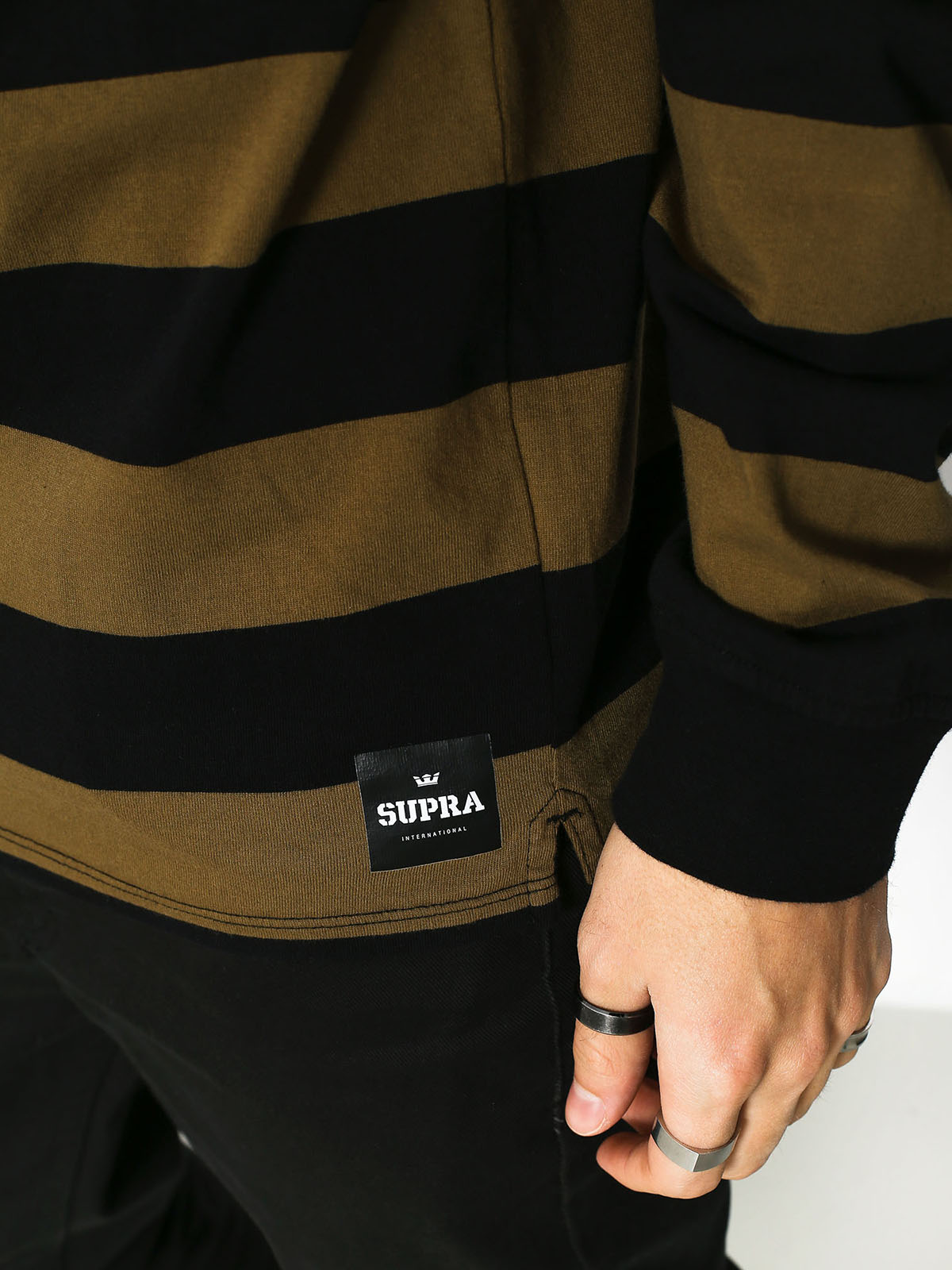 Supra Fifty Stripe Polo Longsleeve (black/olv)