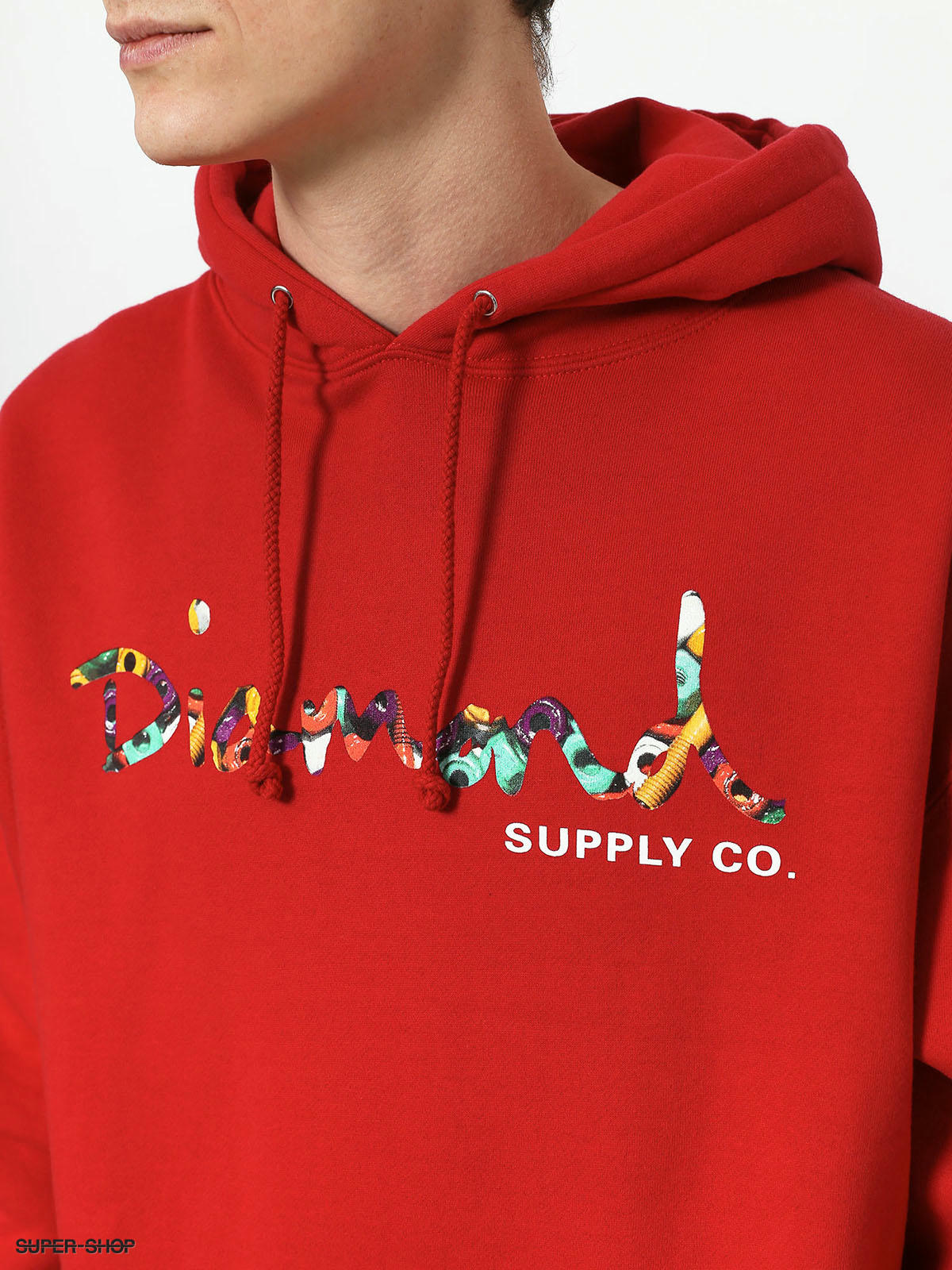 Diamond supply sale co hoodie red