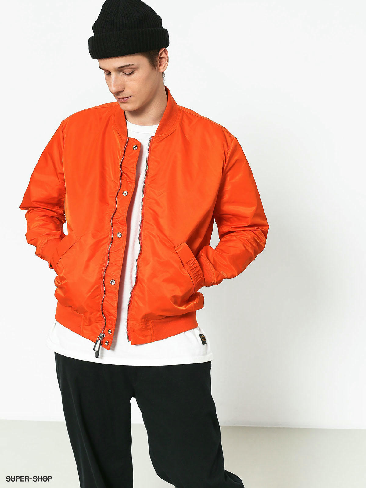 Orange bomber hot sale jacket mens