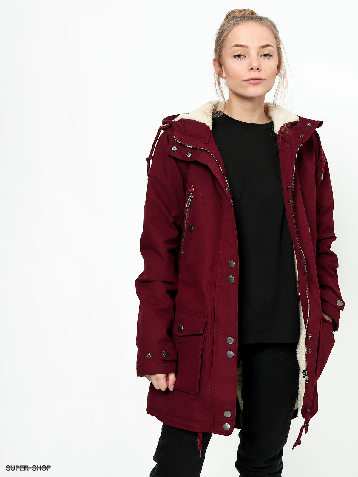 Maroon parka coat best sale