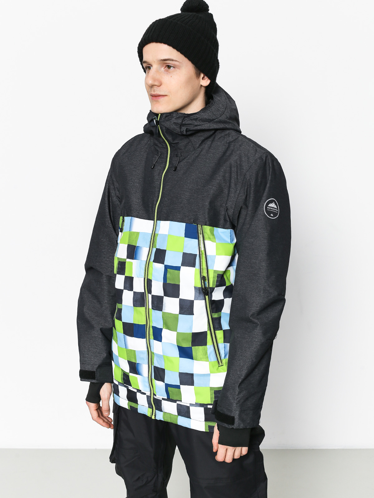 Herren Quiksilver Sierra Snowboardjacke (check atomic green)