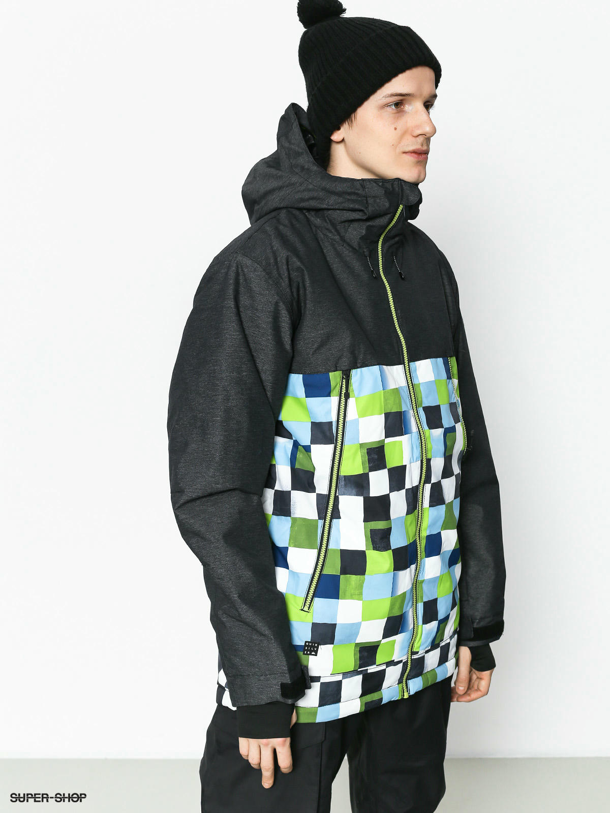 Mens Quiksilver Sierra Snowboard jacket (check atomic green)