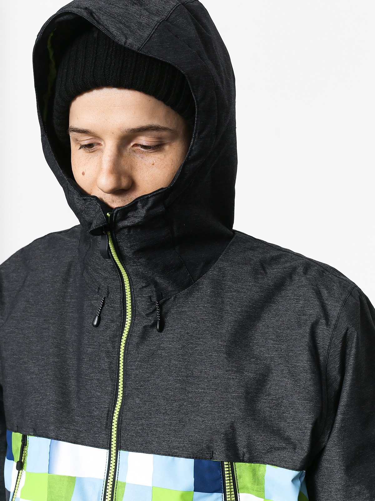 Herren Quiksilver Sierra Snowboardjacke (check atomic green)