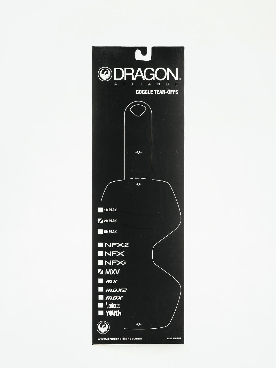 Dragon MXV Goggle Tear-Offs (tear off 20 pack clear)