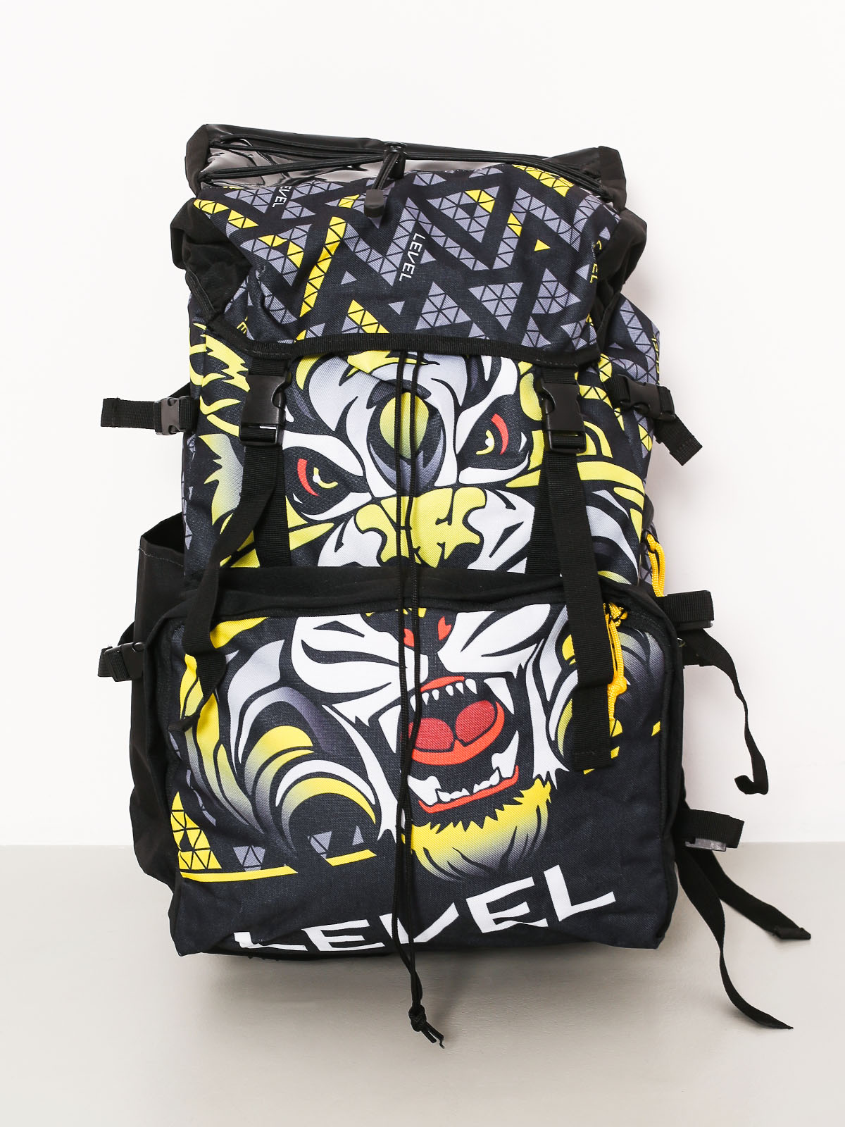 black and yellow backpack