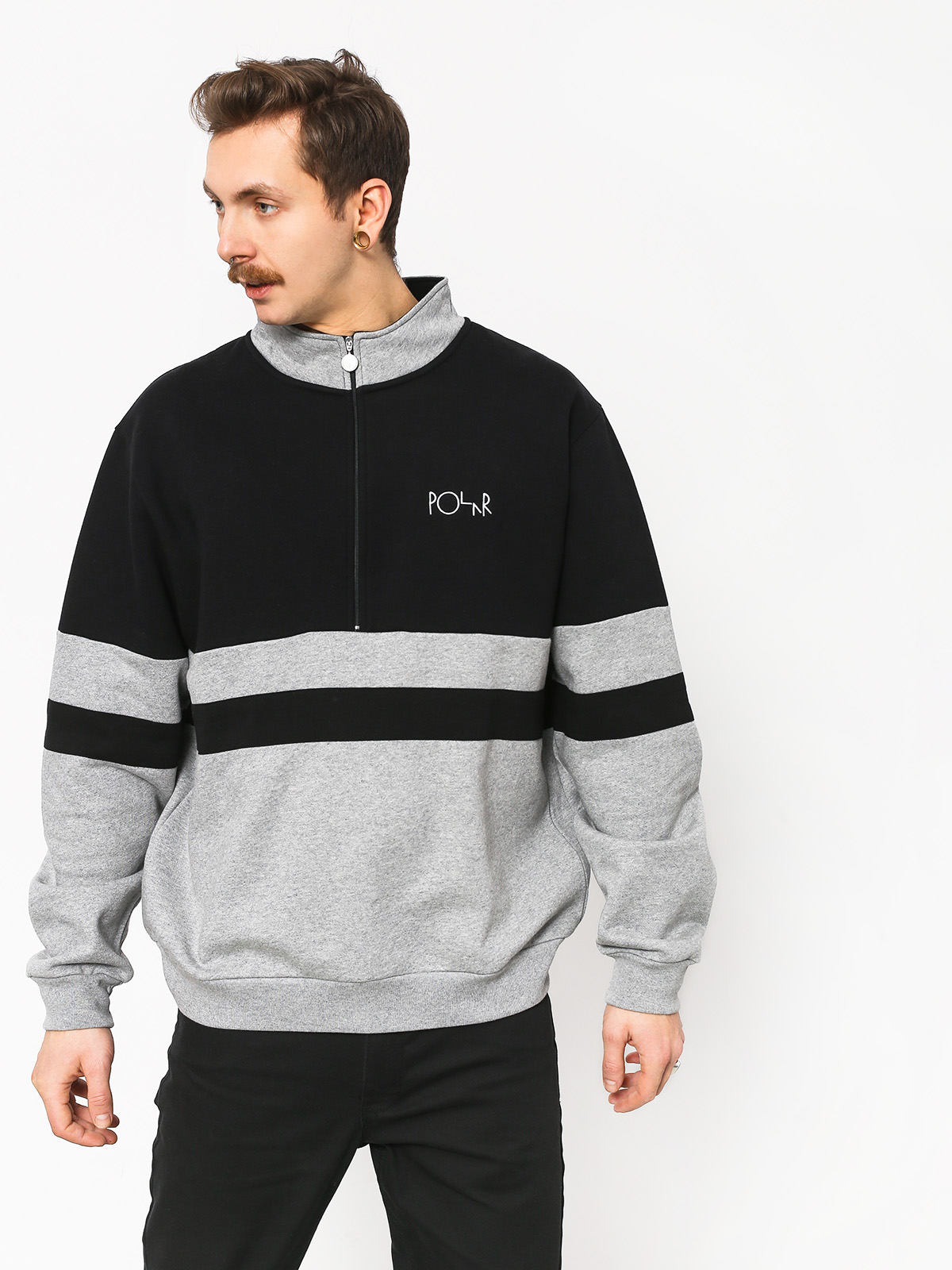 polar block zip sweatshirt