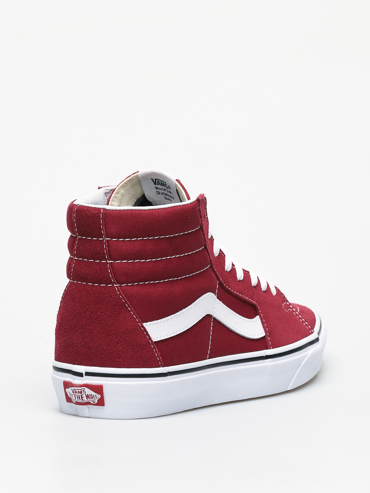 Vans Sk8 Hi Shoes (rumba redtrue white) WALL RED & WHT HIGH TOP SKATE SHOES