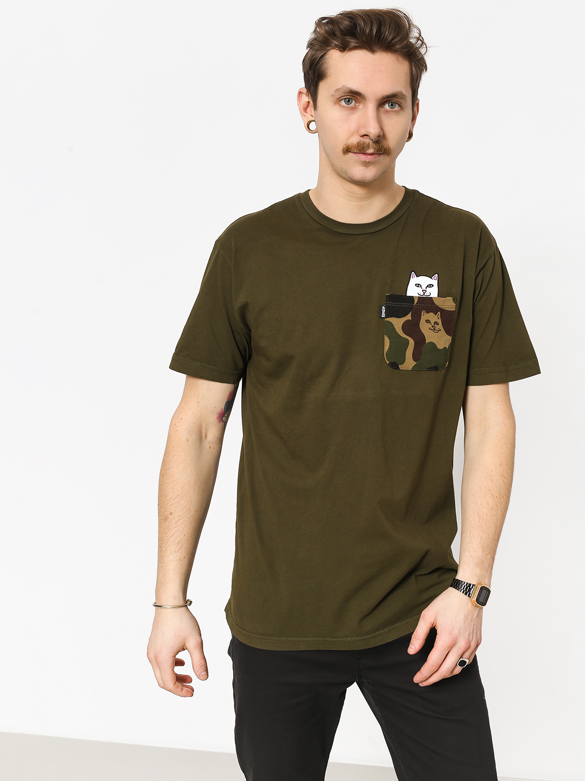 RipNDip Lord Nermal Camo Pocket T-shirt (army camo)