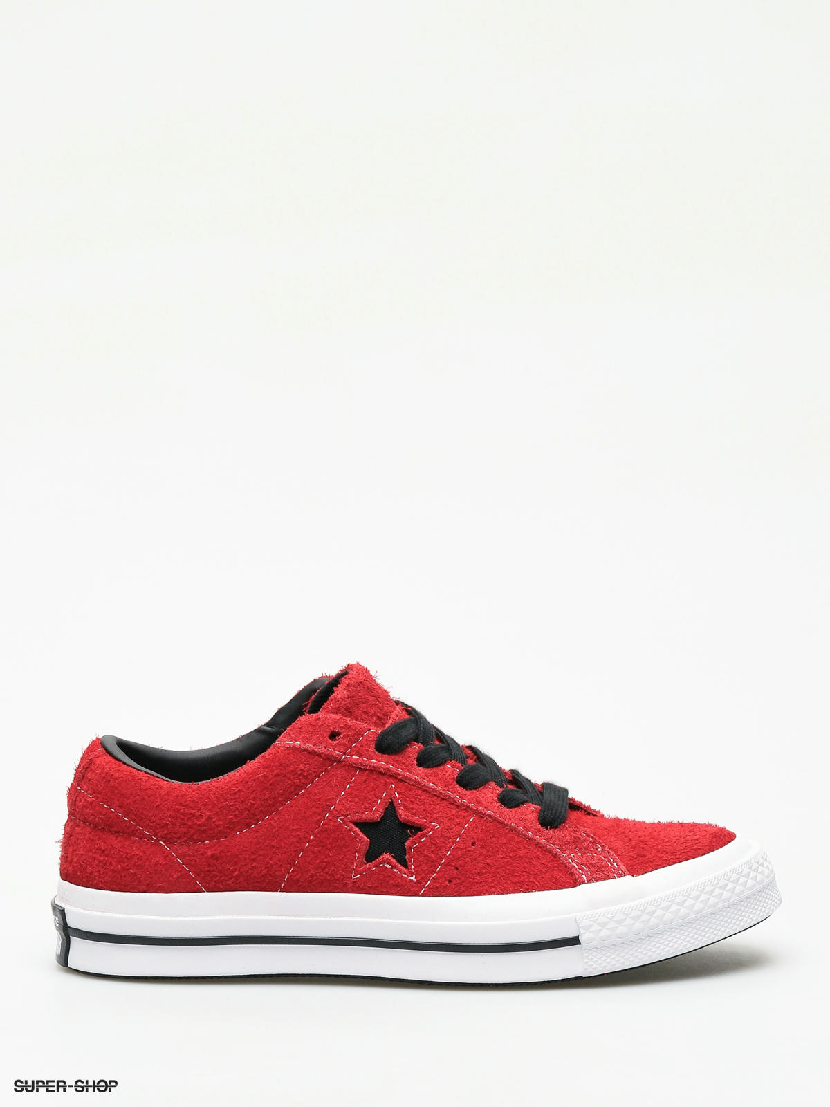 converse red black shoes