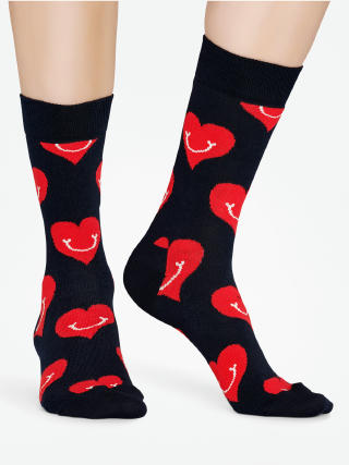 Happy Socks Smiley Heart Socks (black/red)