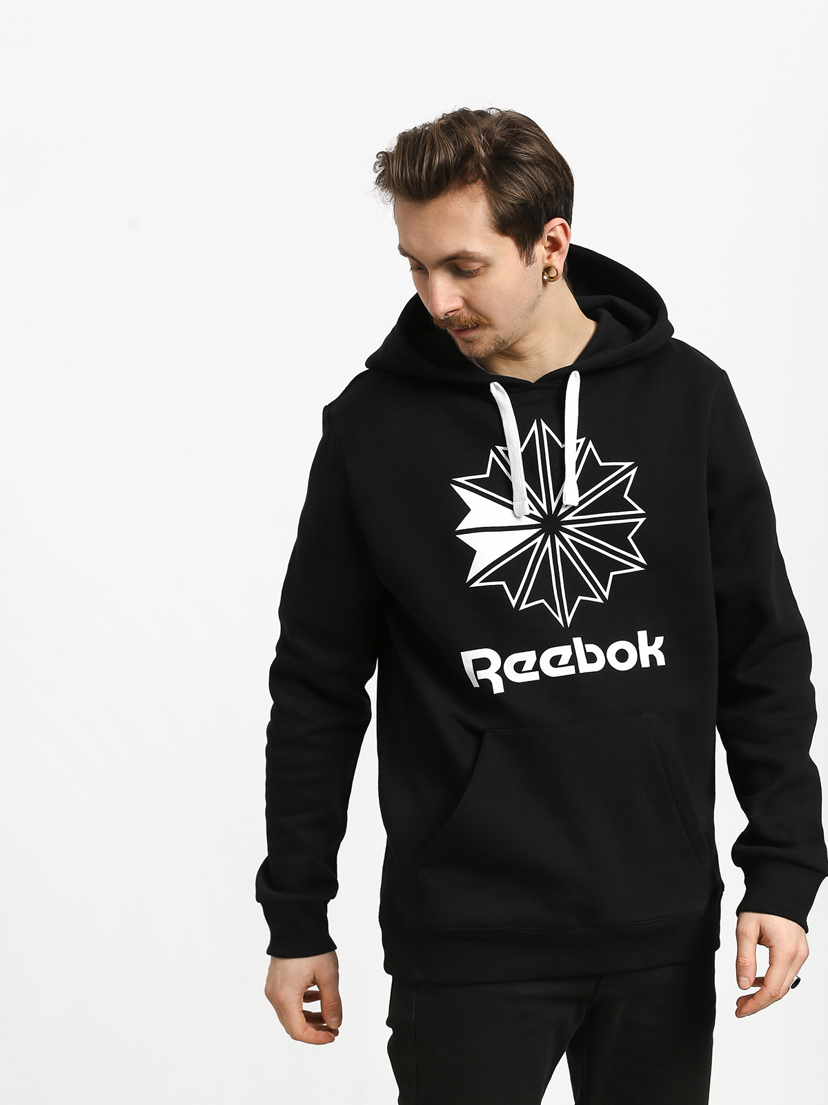 Black M Details about / Reebok Men/'s Black Diagonal Logo Hooded Sweatshirt