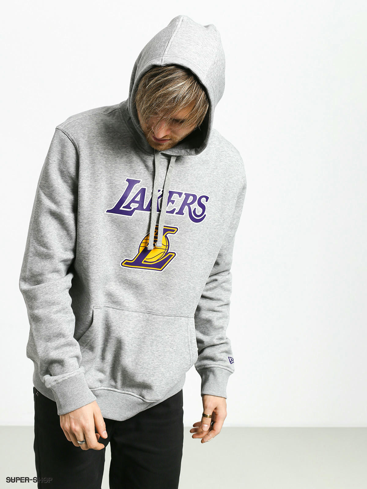 New Era Mens Los Angeles Lakers NBA Leopard Print Sweatshirt Hoodie - Grey