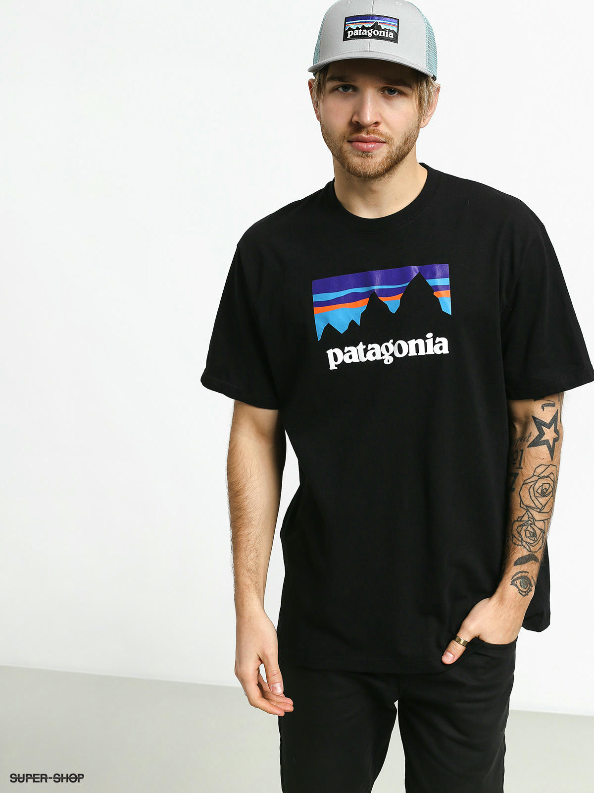 patagonia shop sticker t shirt