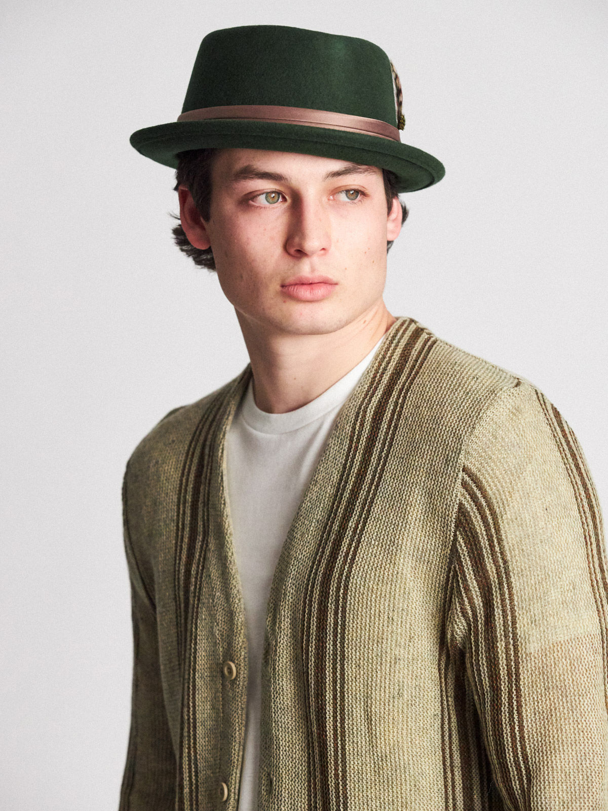Brixton Stout Pork Pie Hat (moss/bronze)