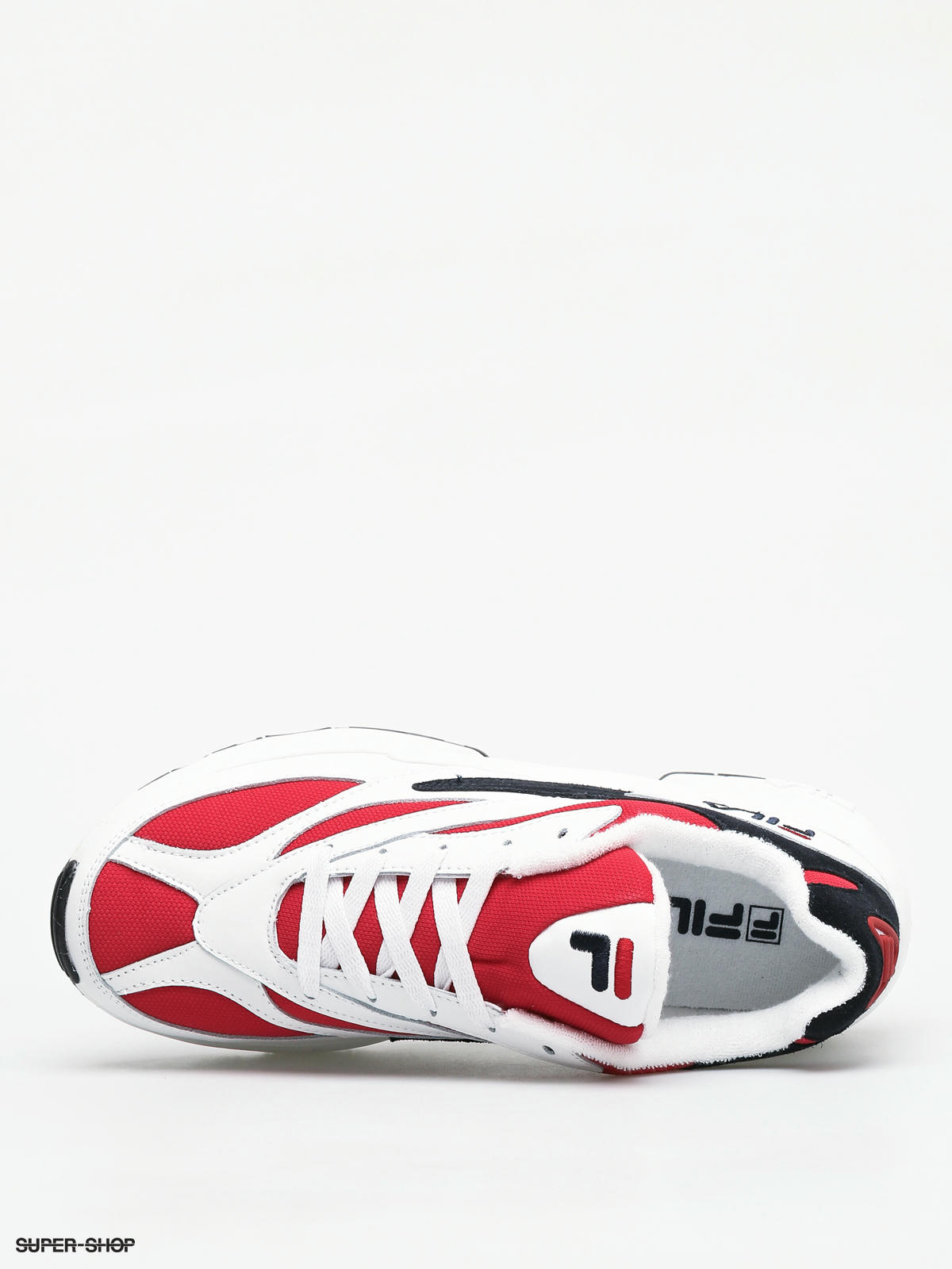 fila white red and navy venom trainers