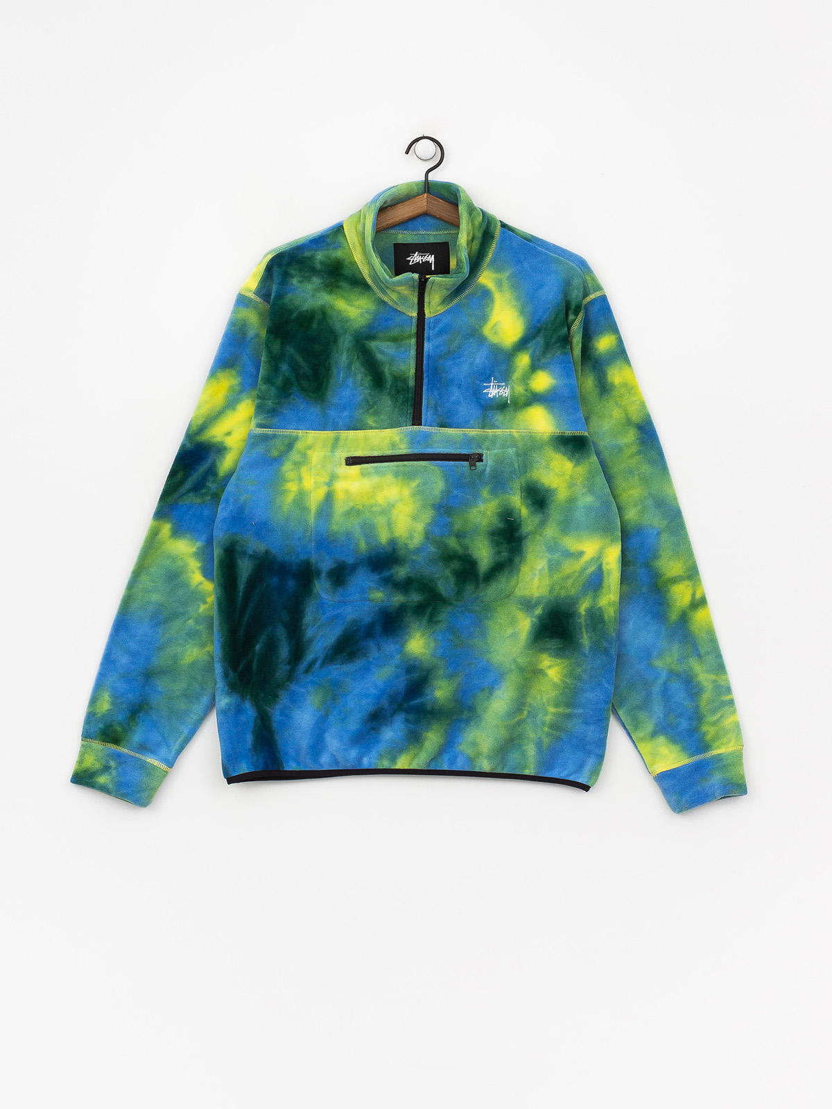 Mens Stussy Fleece Mock Neck Fleece (tie dye)