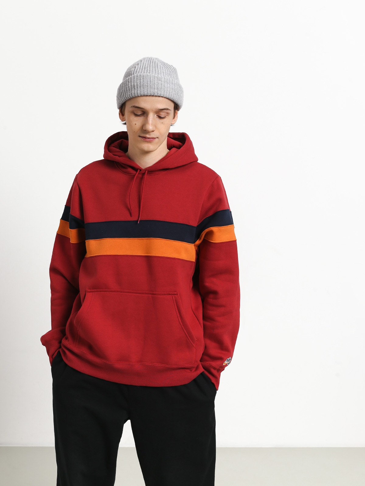 Nike SB Icon Stripes HD Hoodie (team crimson/obsidian/cinder orange)