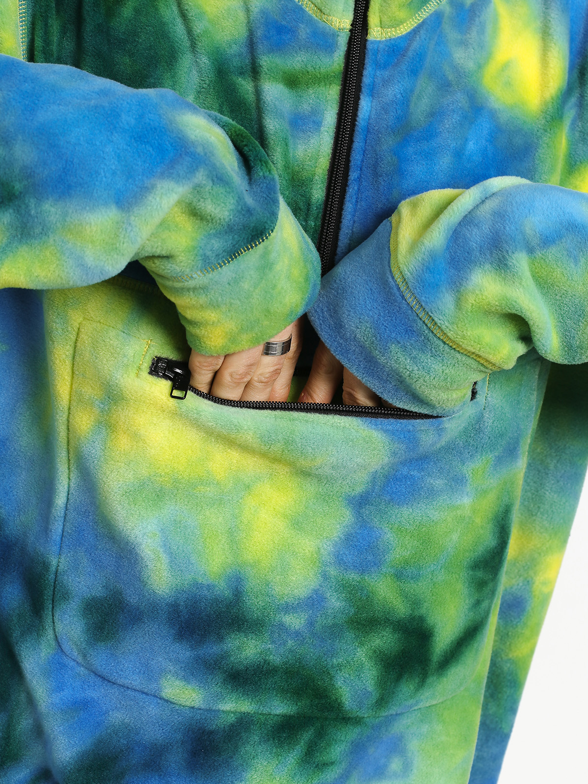 Mens Stussy Fleece Mock Neck Fleece (tie dye)