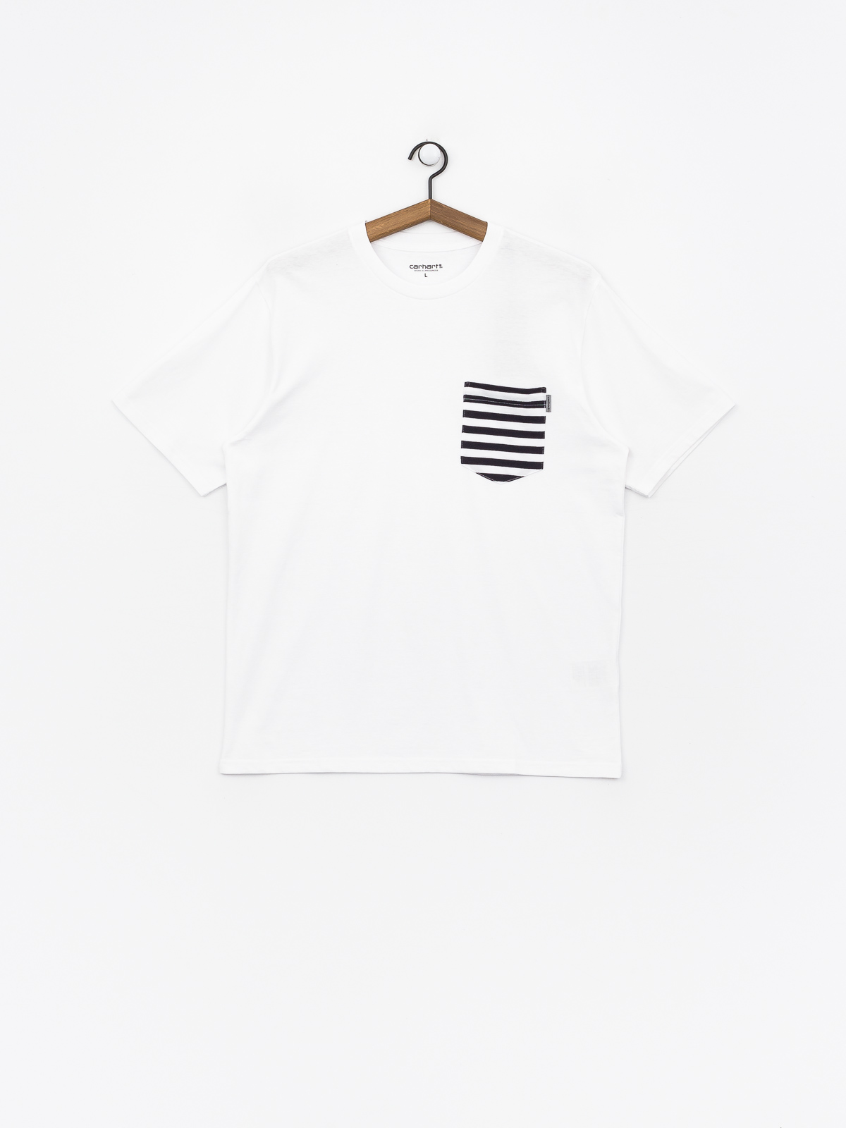 Carhartt WIP Contrast Pocket T-shirt (white/barkley stripe dark navy/white)
