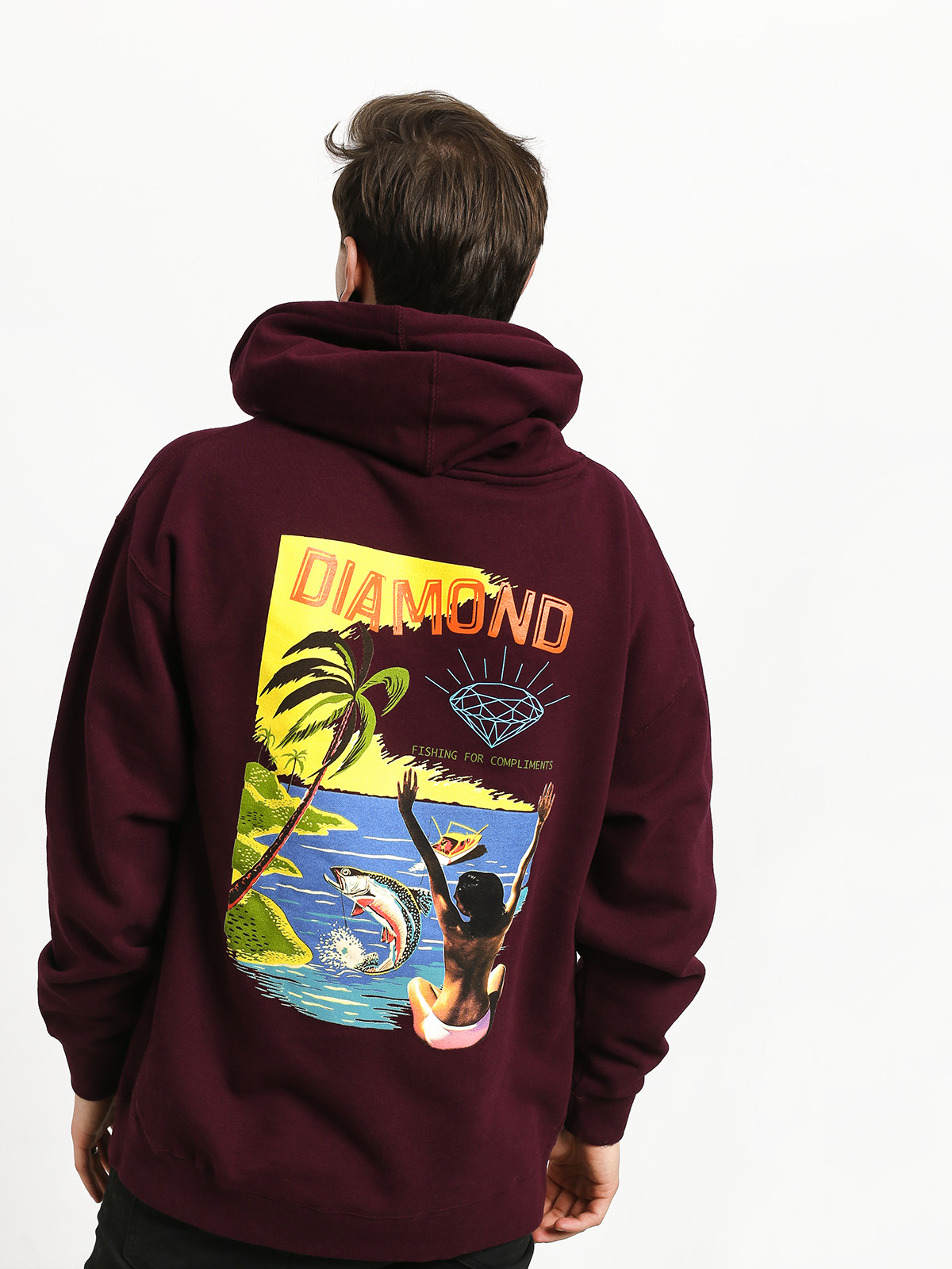 Diamond Supply Co. Fishing For Compliments HD Hoodie (burgundy)