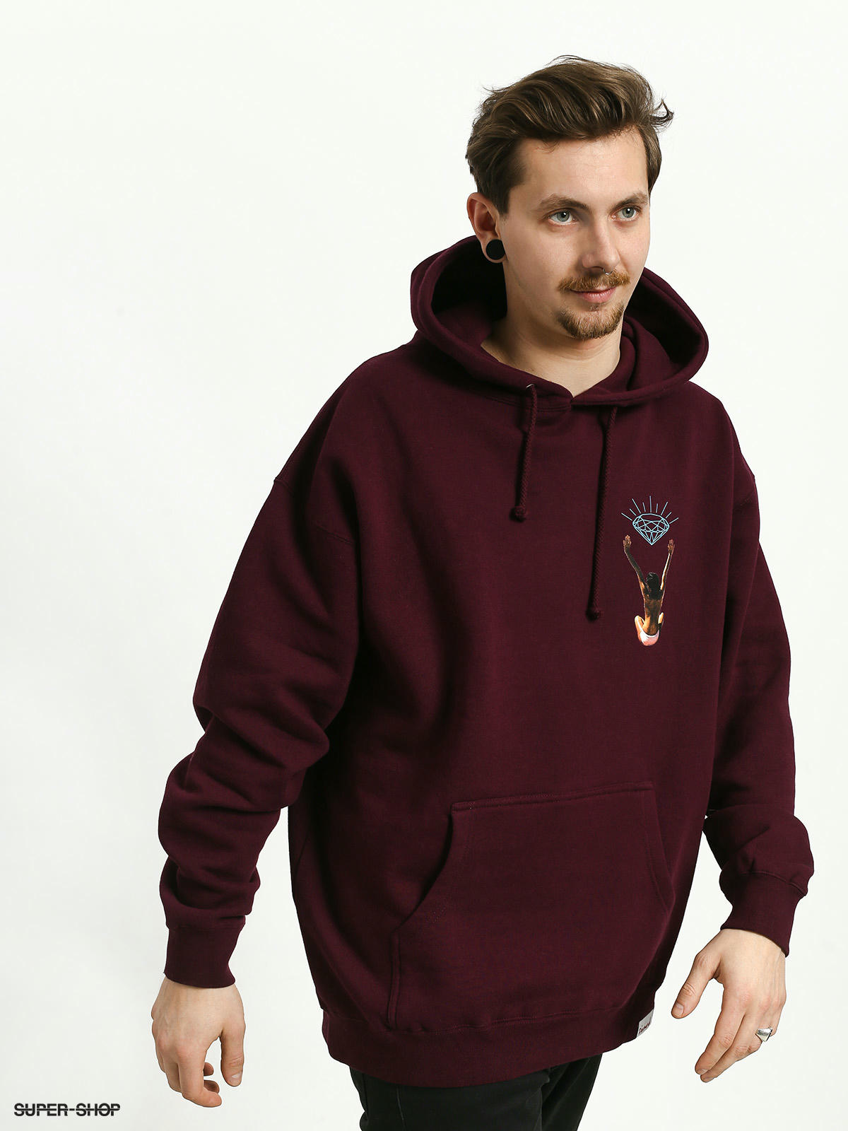 Diamond supply co on sale burgundy pullover hoodie