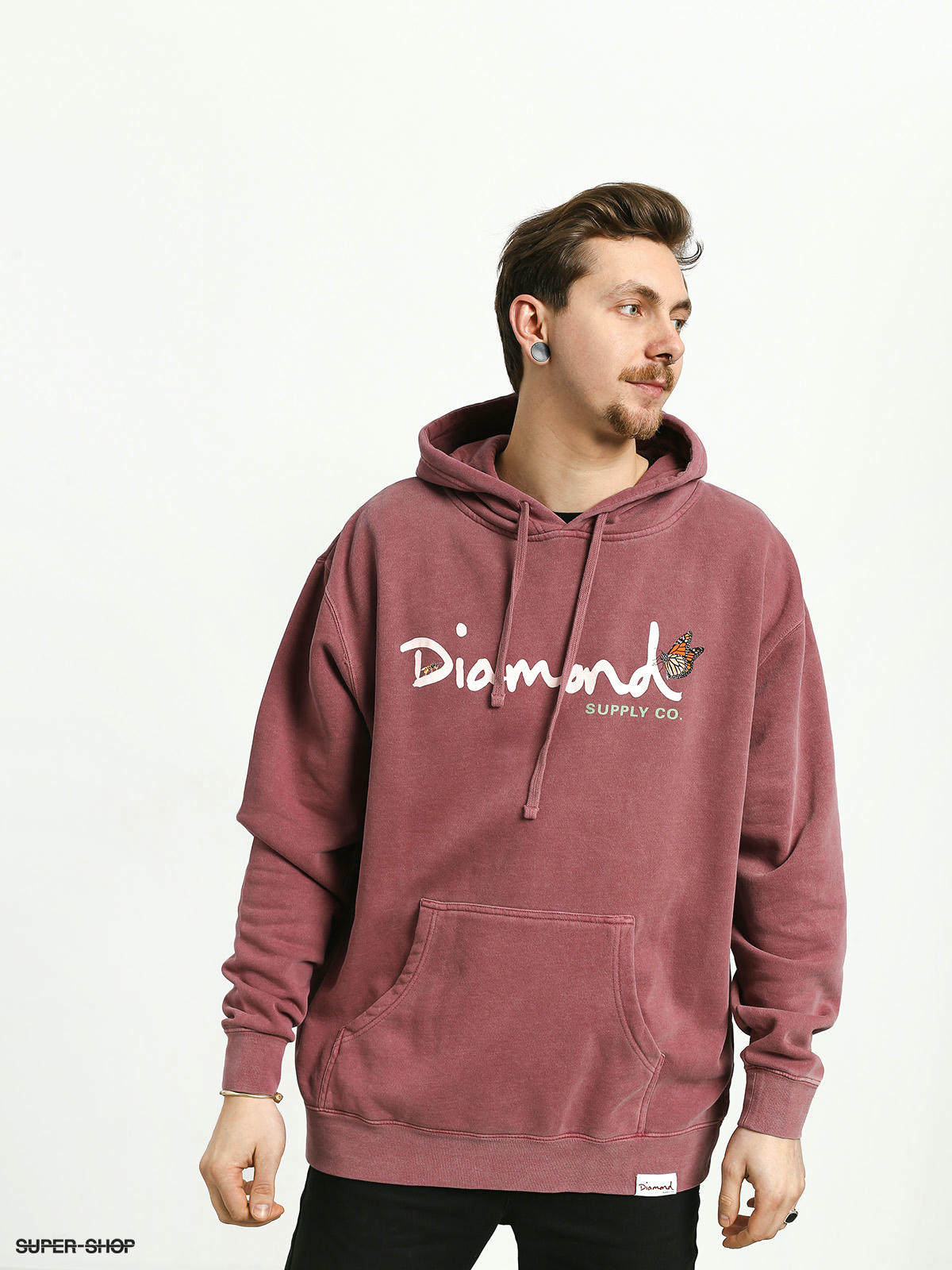 Diamond supply deals co maroon hoodie