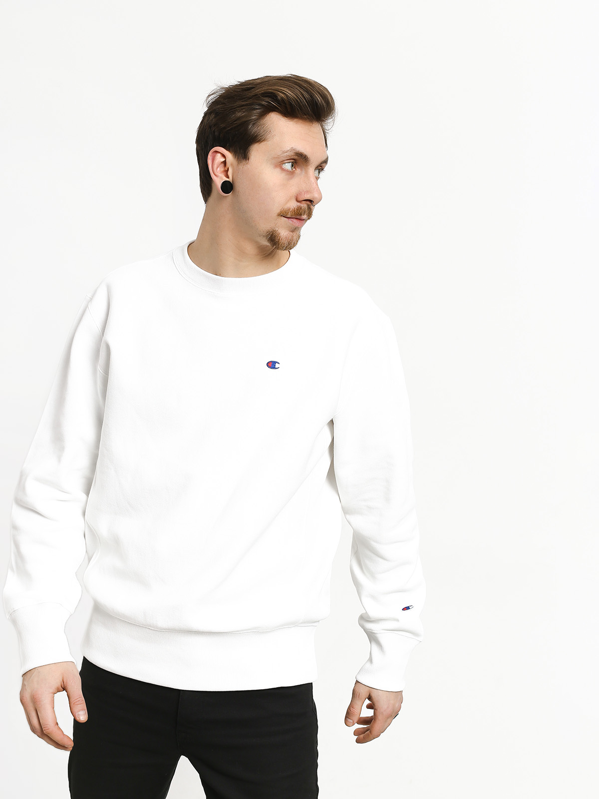 champion reverse weave crewneck white