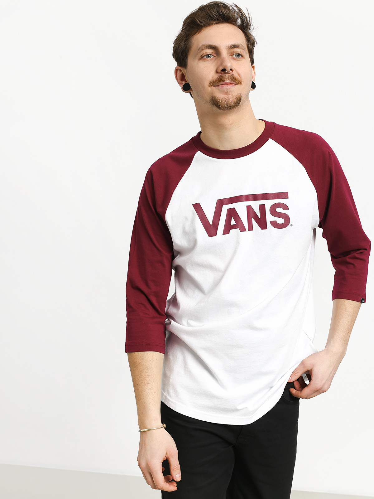 Vans Classic Raglan T-shirt (white/rhumba red)
