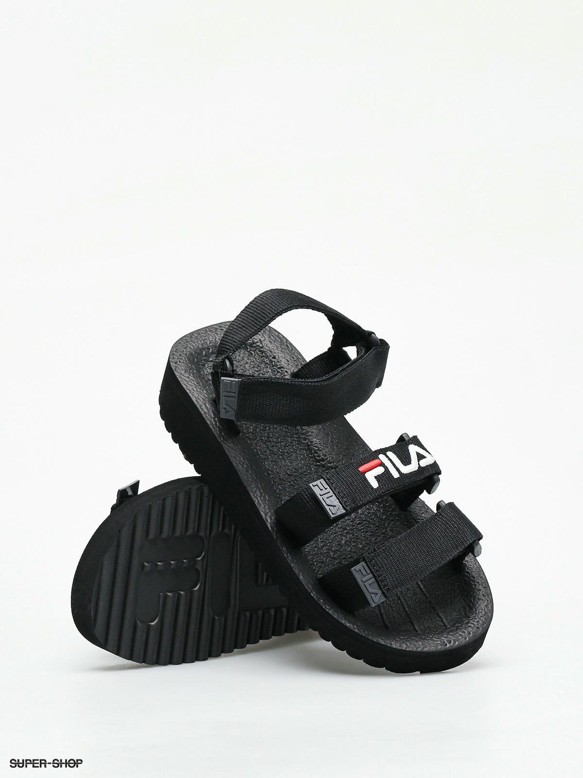 fila sandals all black