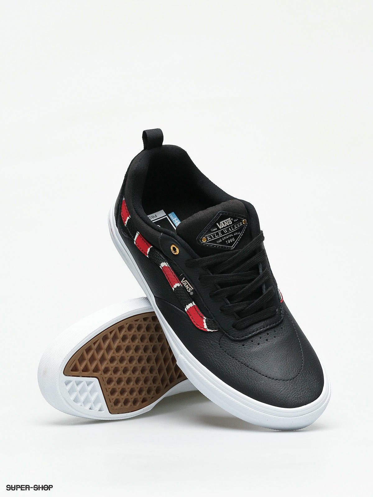 vans kyle walker pro coral snake & black leather skate shoes