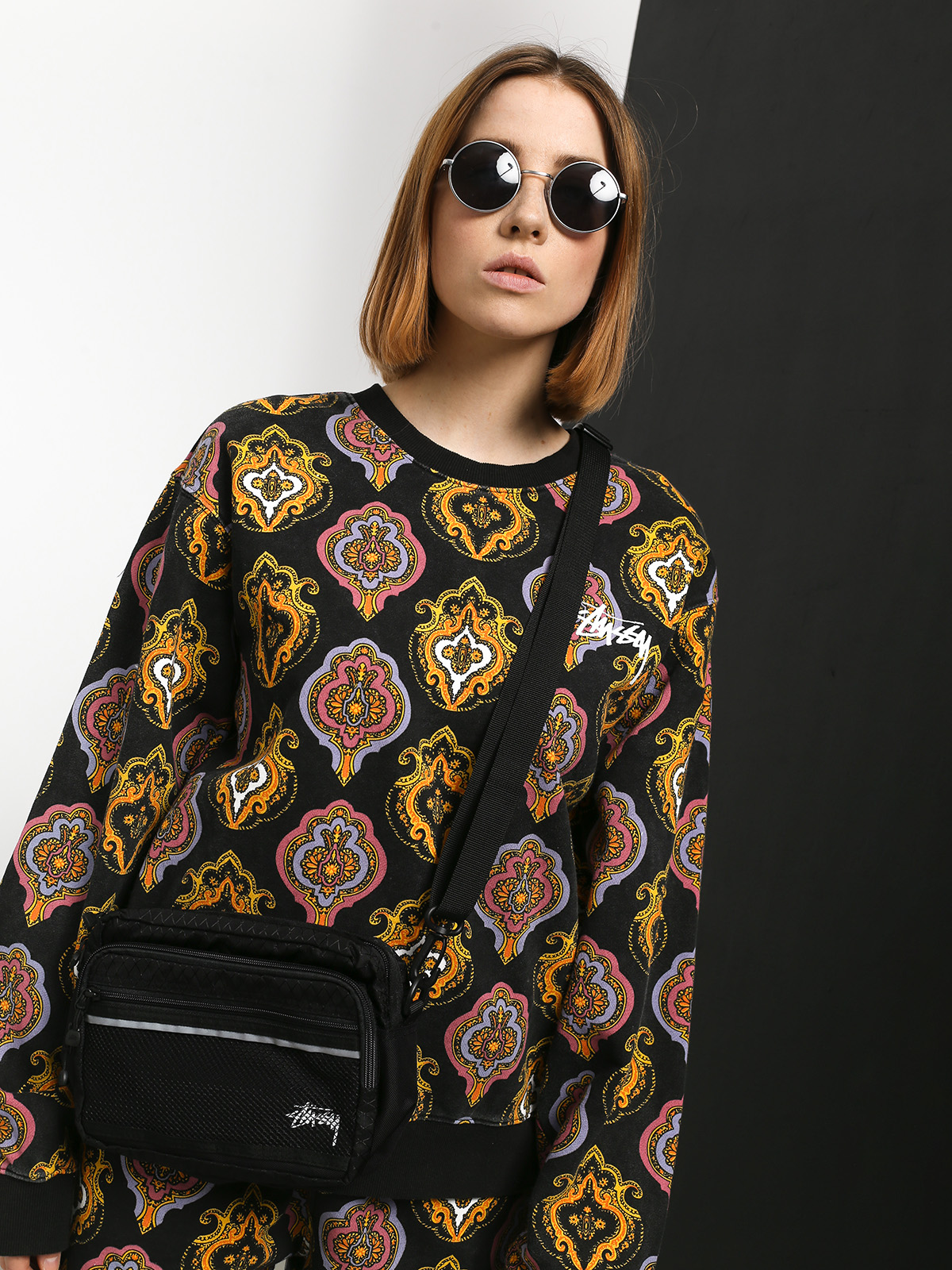 Stussy Wendel Paisley Terry Crew Sweatshirt Wmn - multicolor (black)