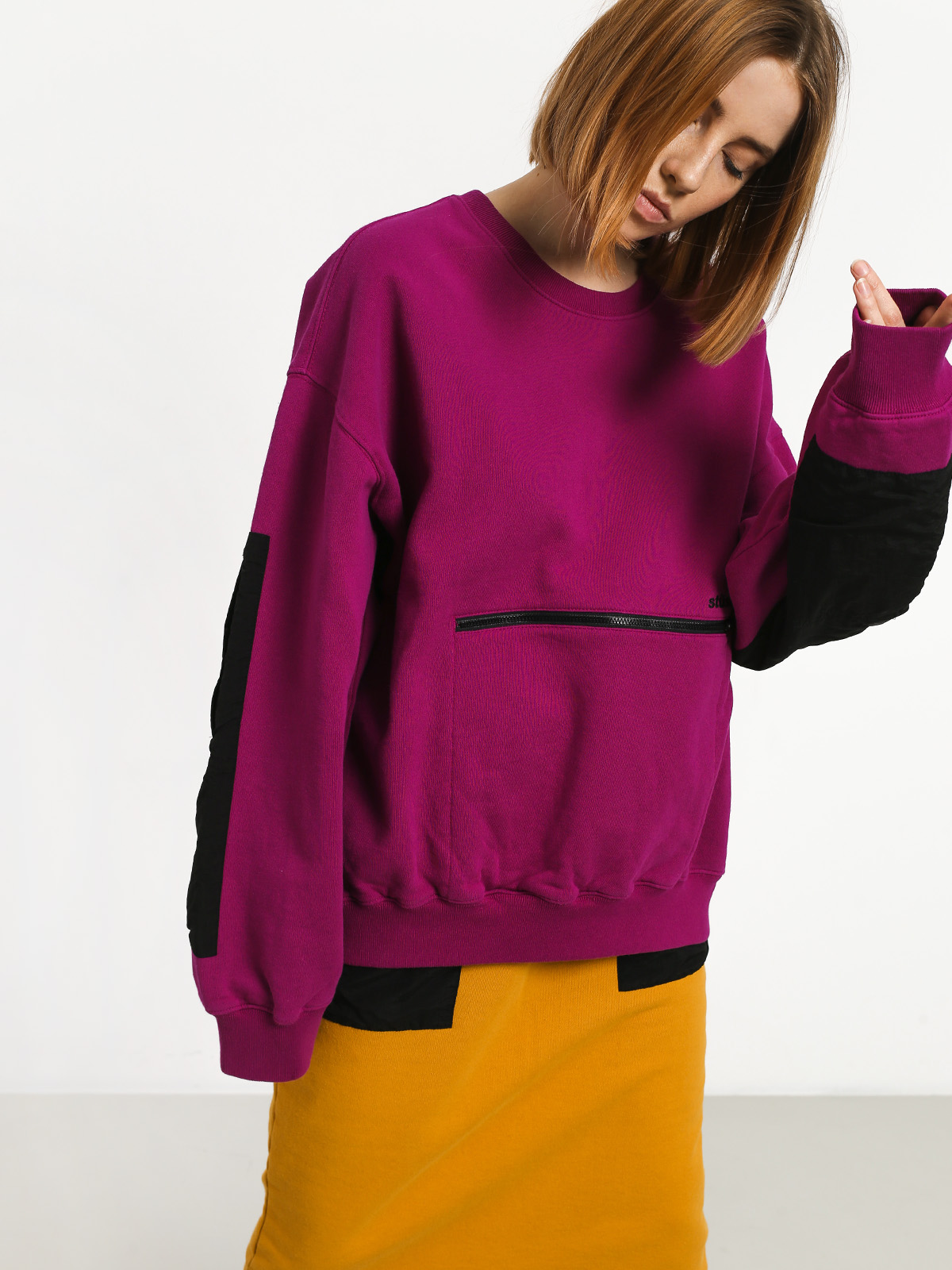 Stussy Simone Pocket Fleece Crew Sweatshirt Wmn (berry)