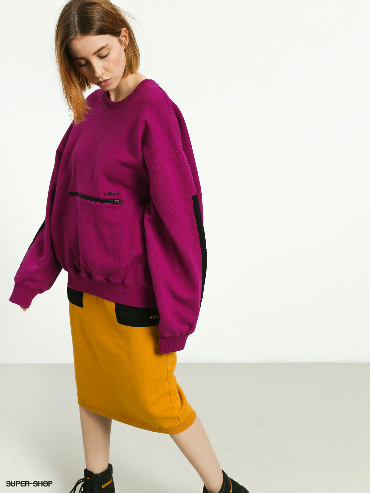 Stussy Simone Pocket Fleece Crew Sweatshirt Wmn (berry)