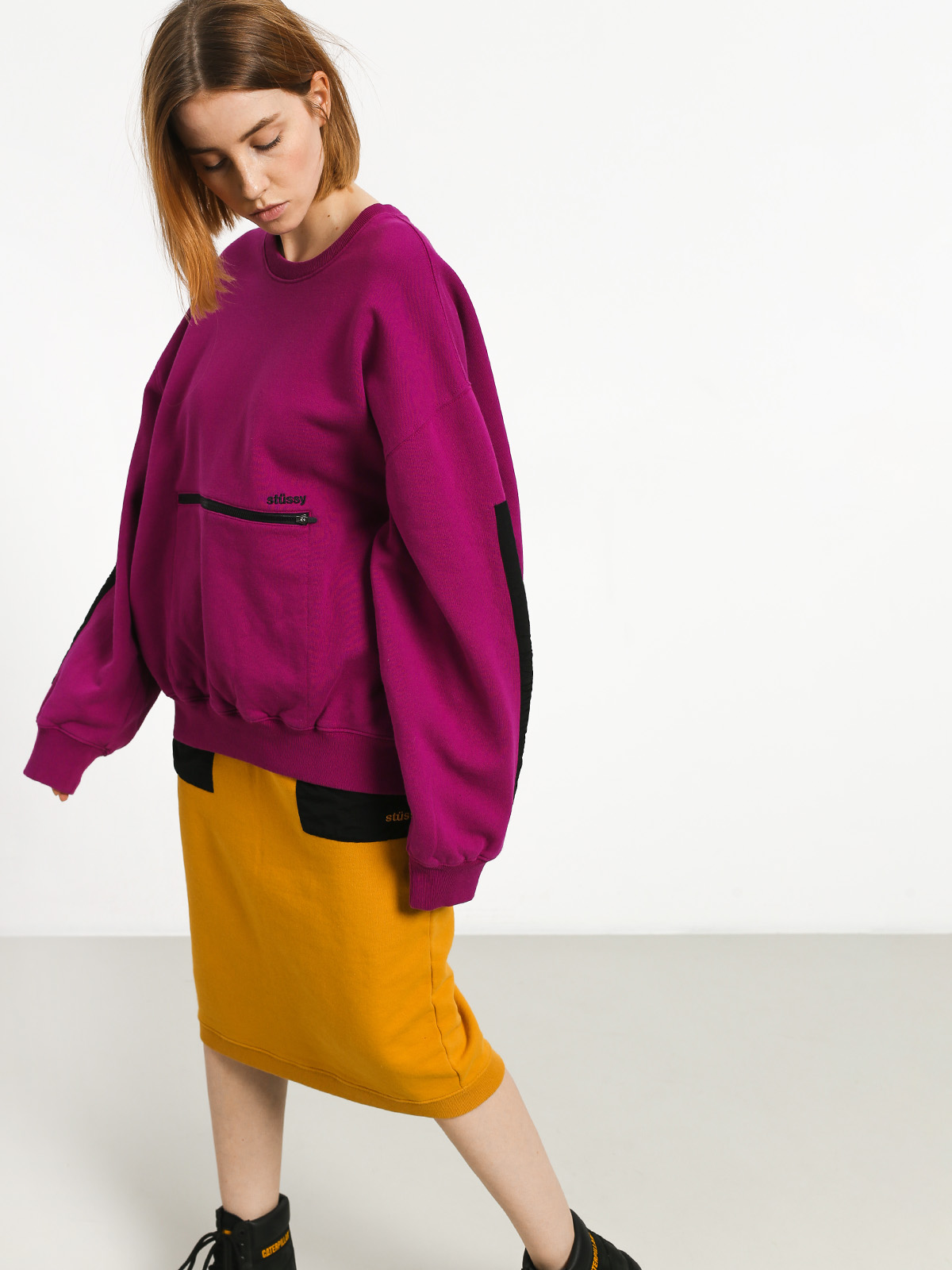 Stussy Simone Pocket Fleece Crew Sweatshirt Wmn (berry)
