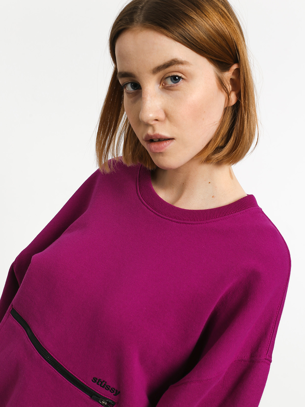 Stussy Simone Pocket Fleece Crew Sweatshirt Wmn (berry)