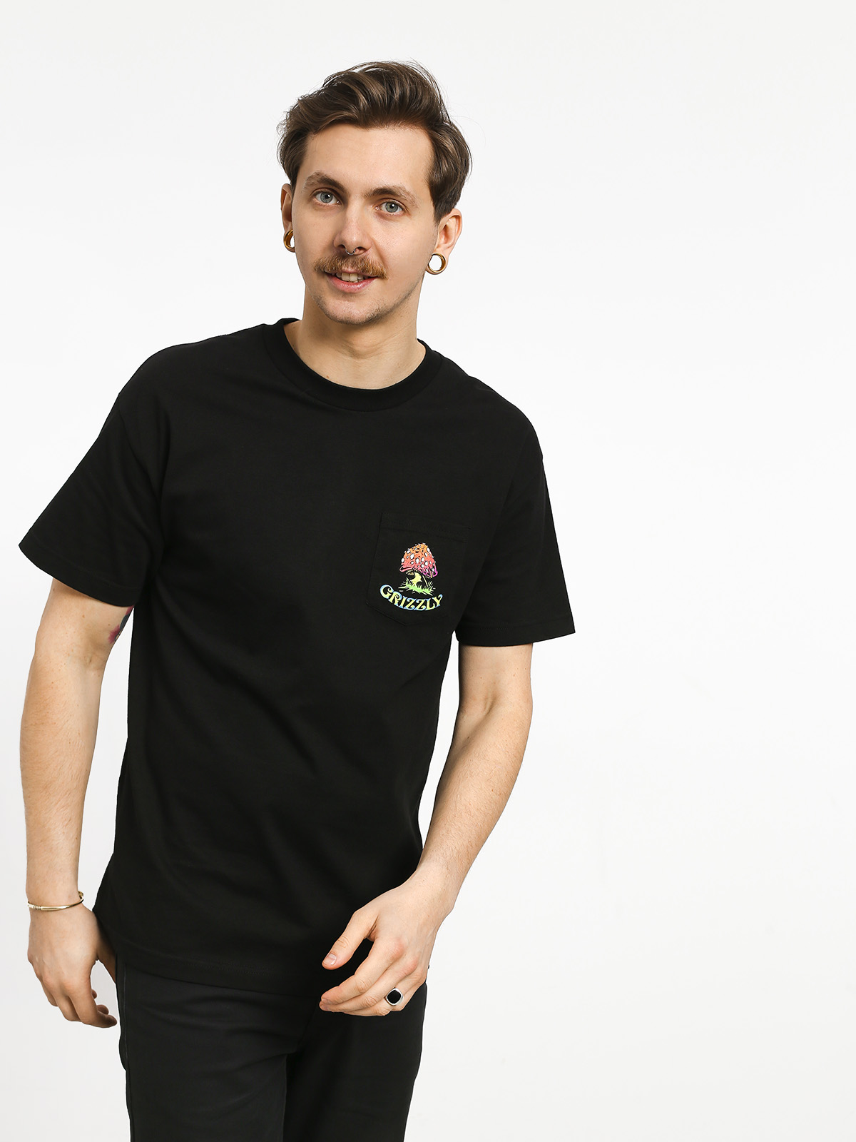 Grizzly Griptape Black Light Bear Pocket T-shirt (black)