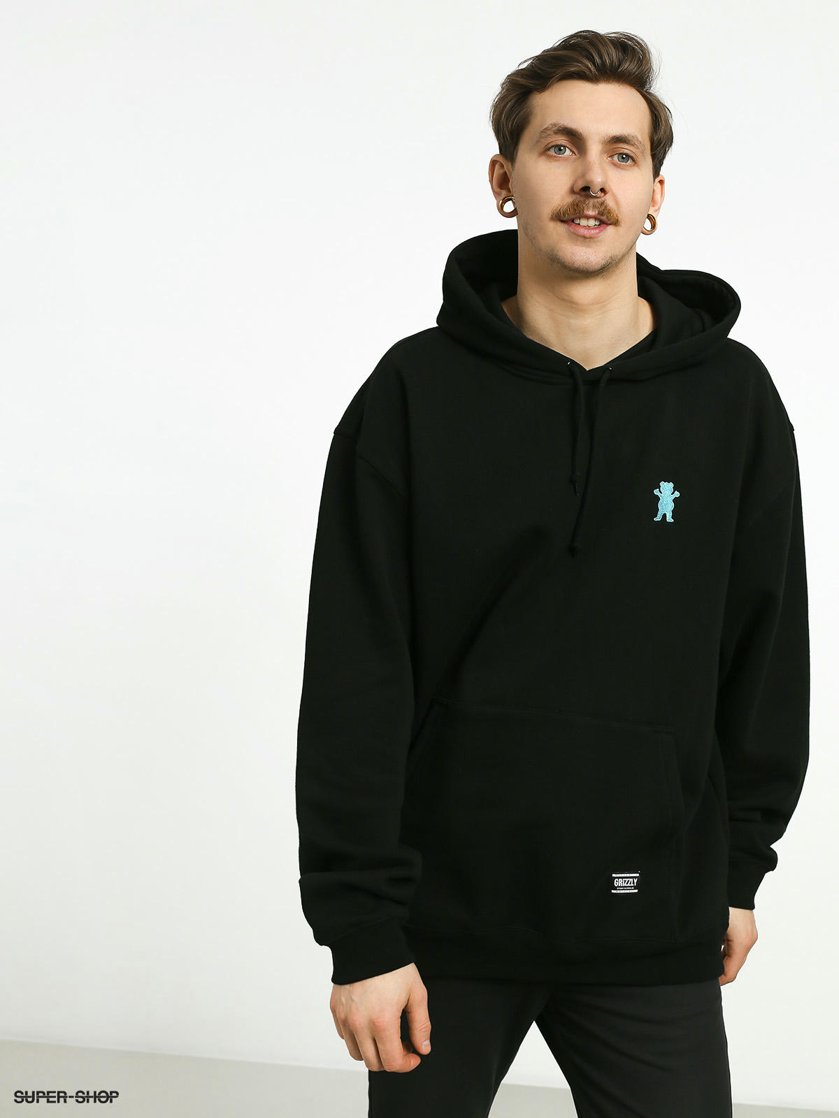 Grizzly Griptape Og Bear Embroidered HD Hoodie black black