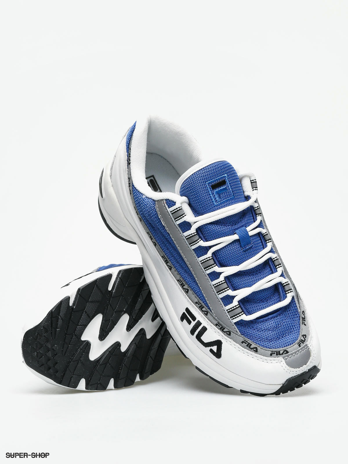 Blue and white fila clearance shoes