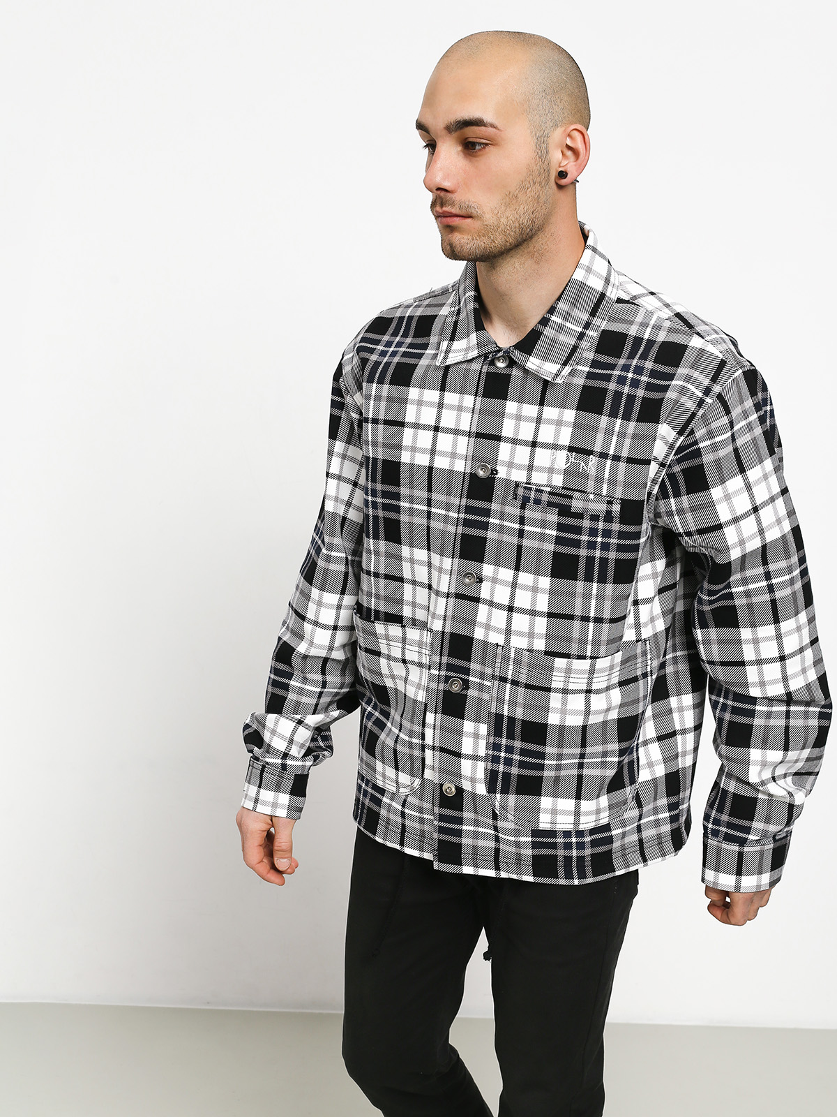 plaid work jacket Pleasures Folklore Plaid Work Jacket - P23F003-PURPLE - Fuel