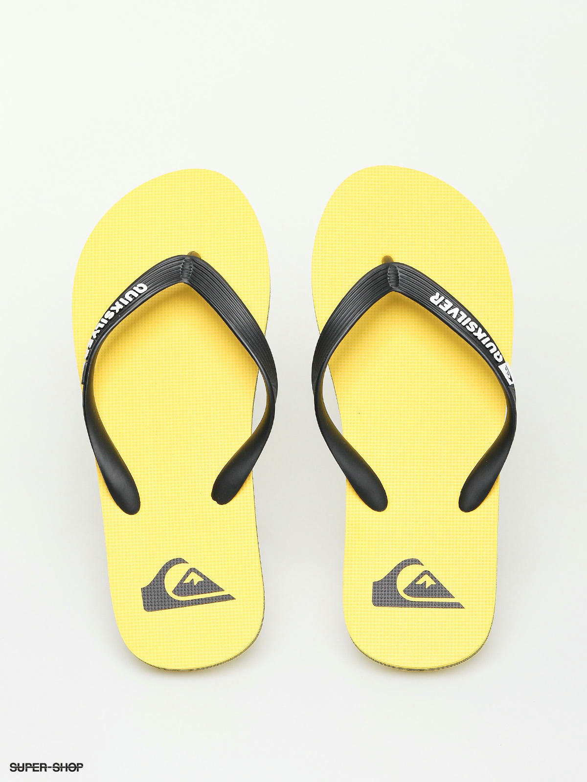 black and yellow flip flops