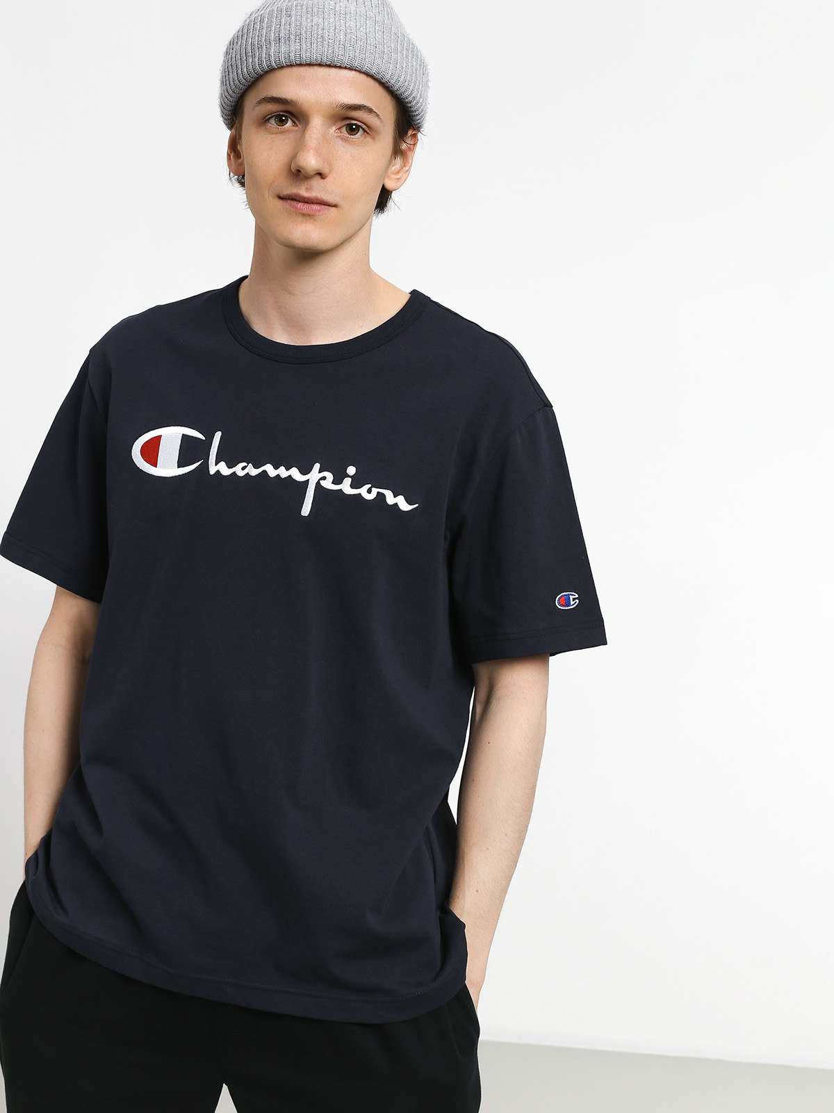 Champion Premium Reverse Weave Big Logo T-shirt navy blue (nny)