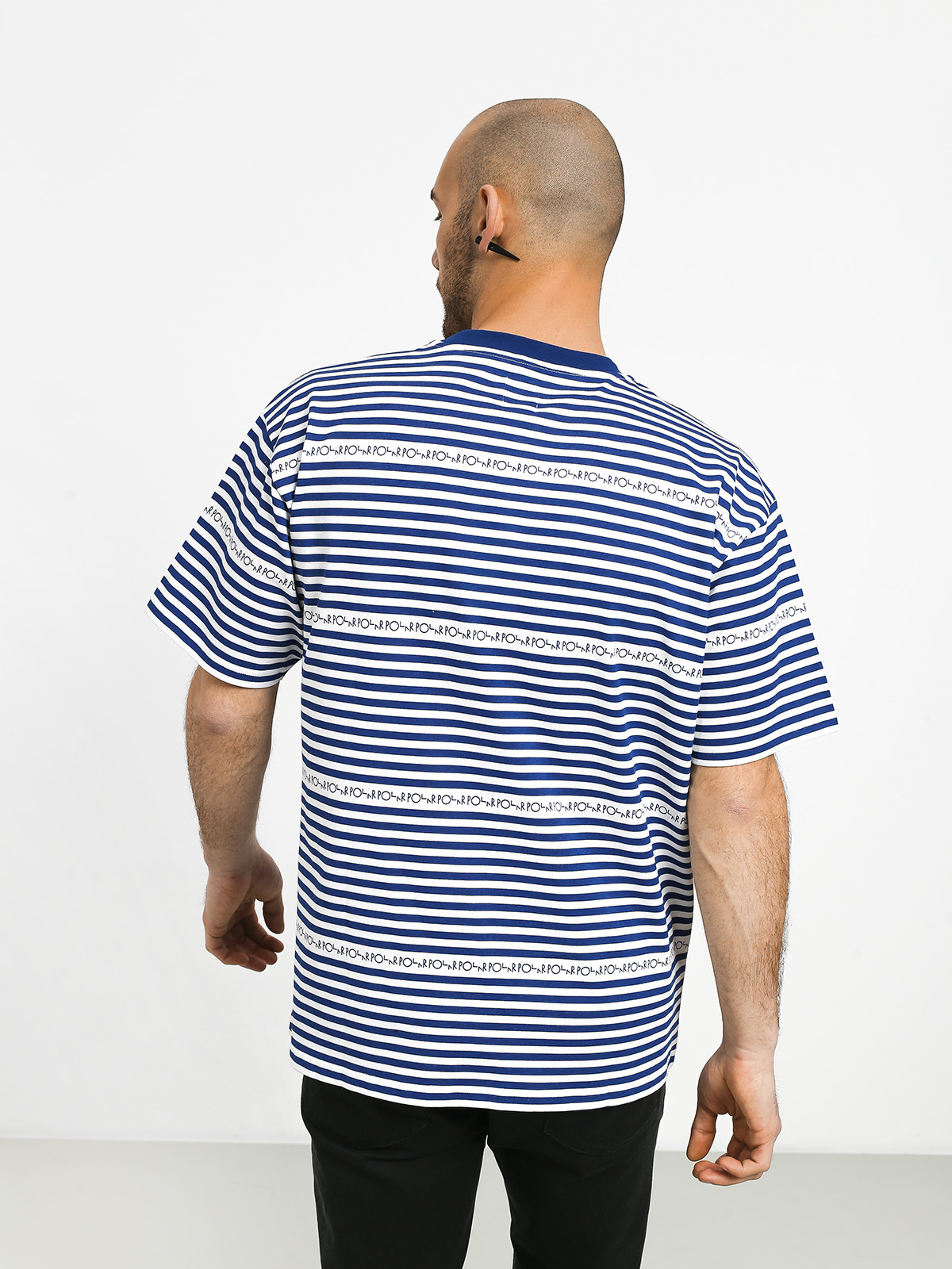 Polar Skate Stripe Logo T-shirt (dark blue)