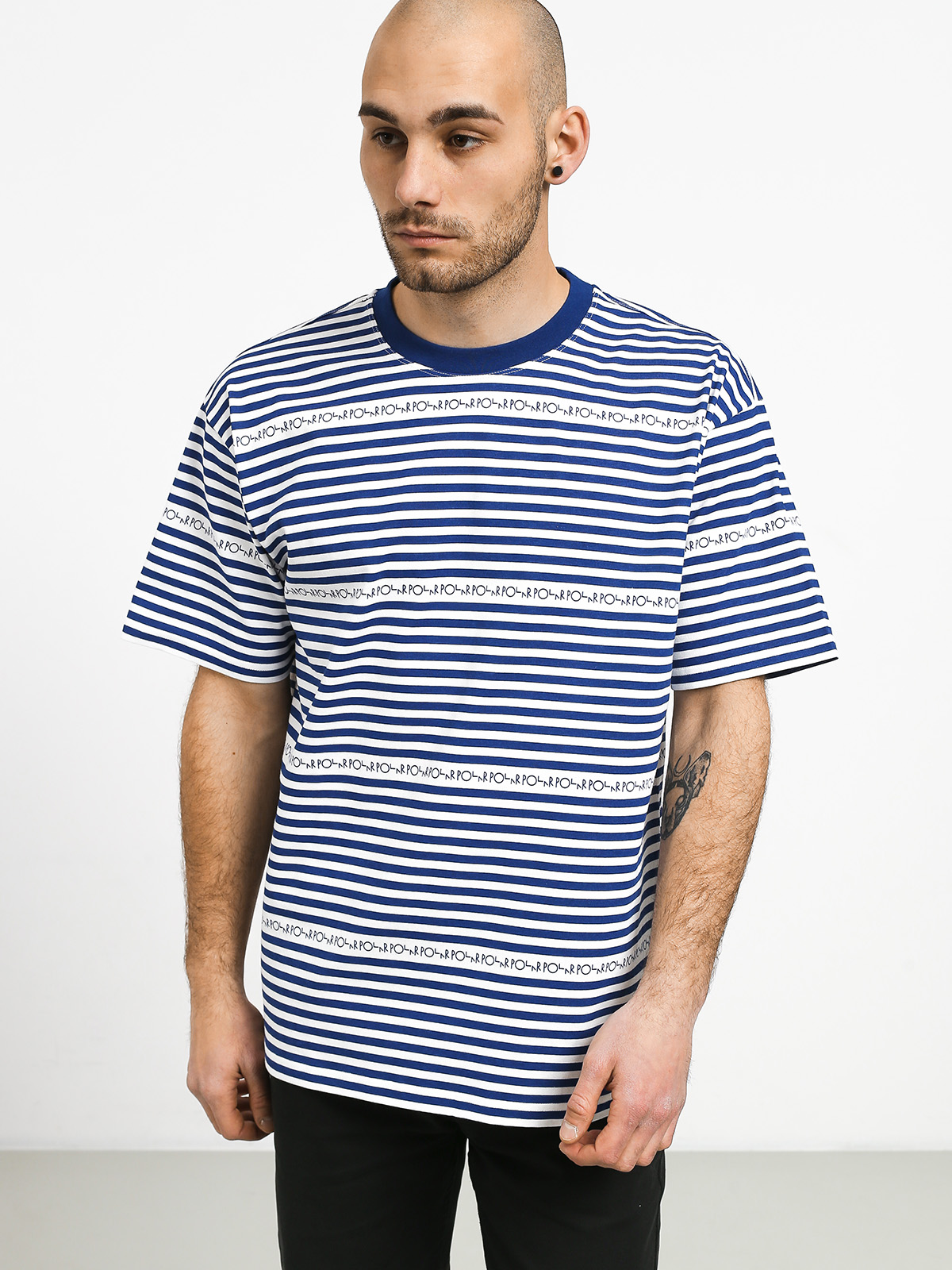 Polar Skate Stripe Logo T-shirt (dark blue)