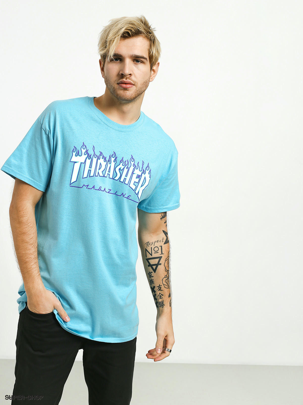 Blue thrasher shop t shirt