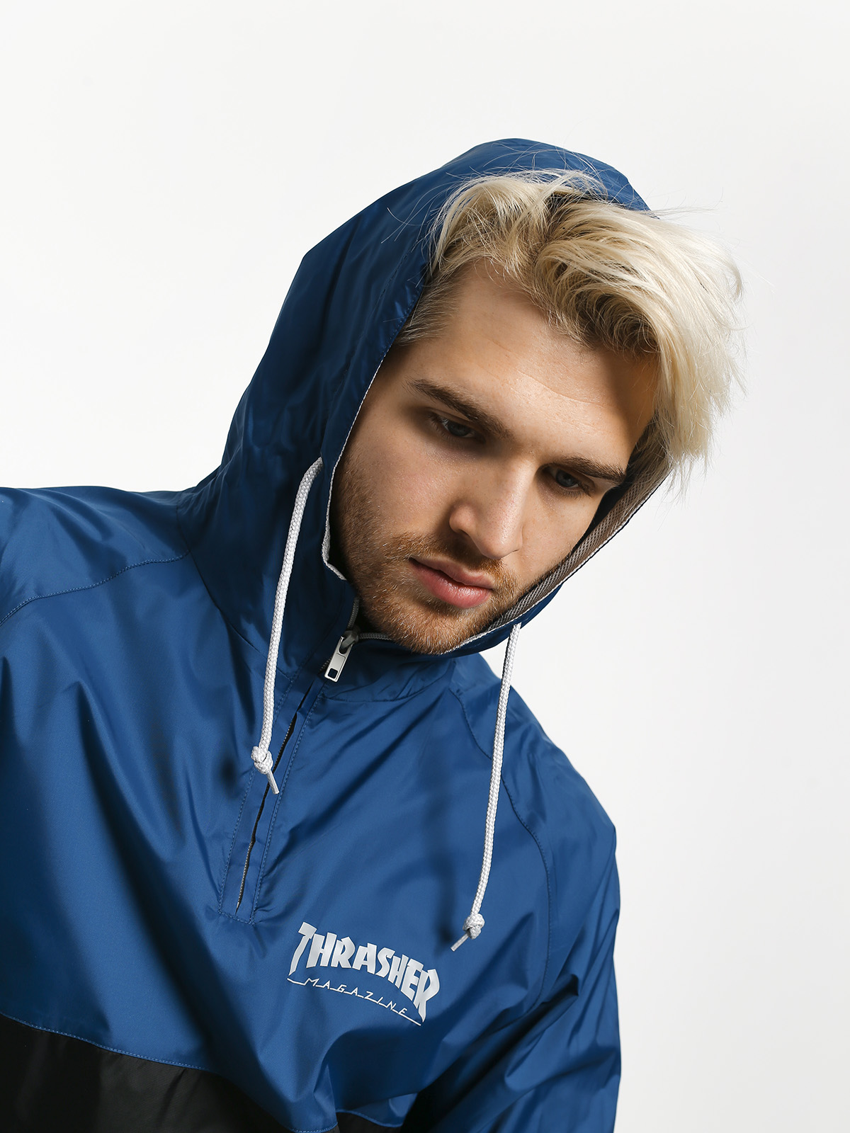 thrasher windbreaker blue
