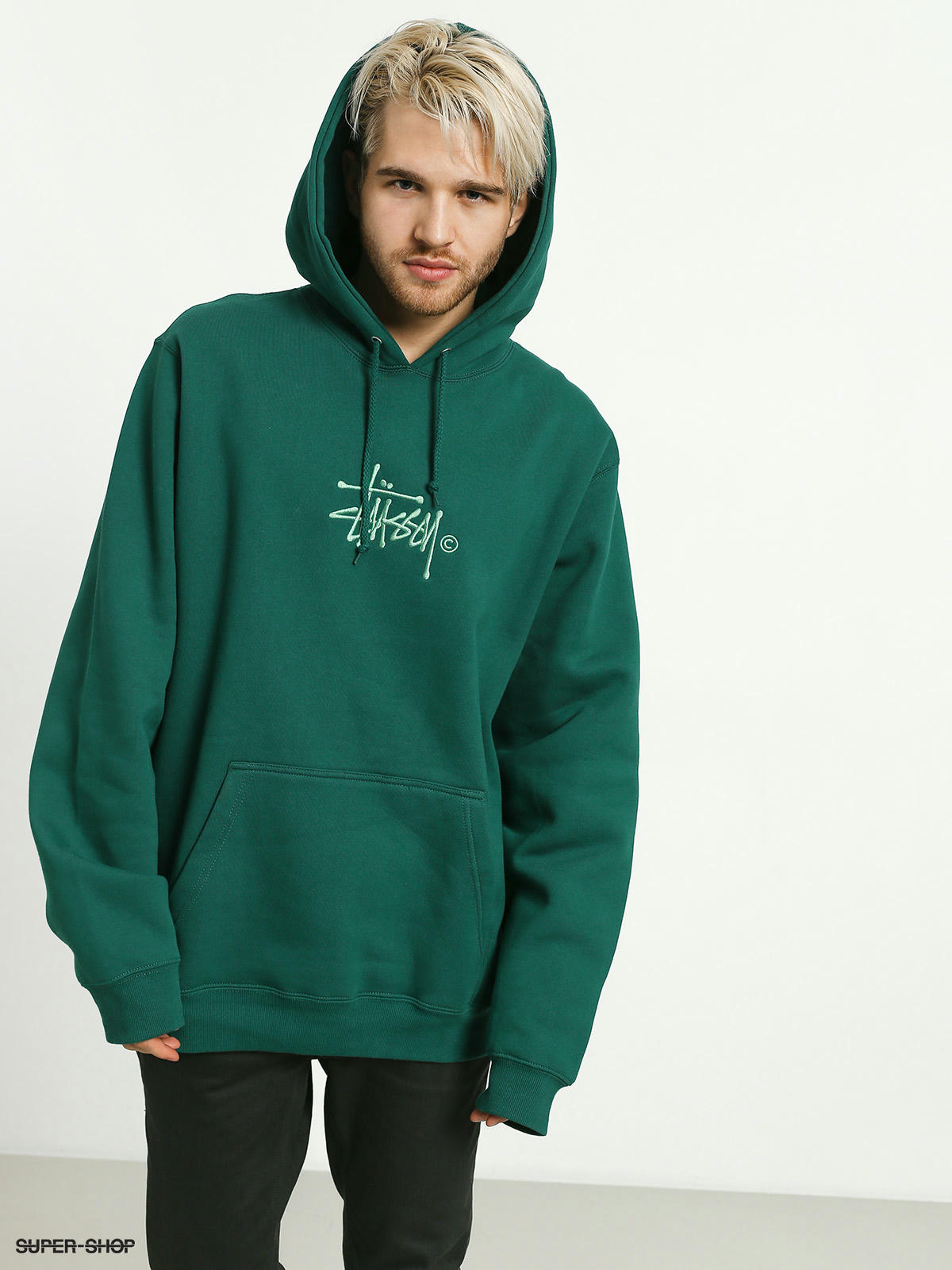 dark green stussy hoodie