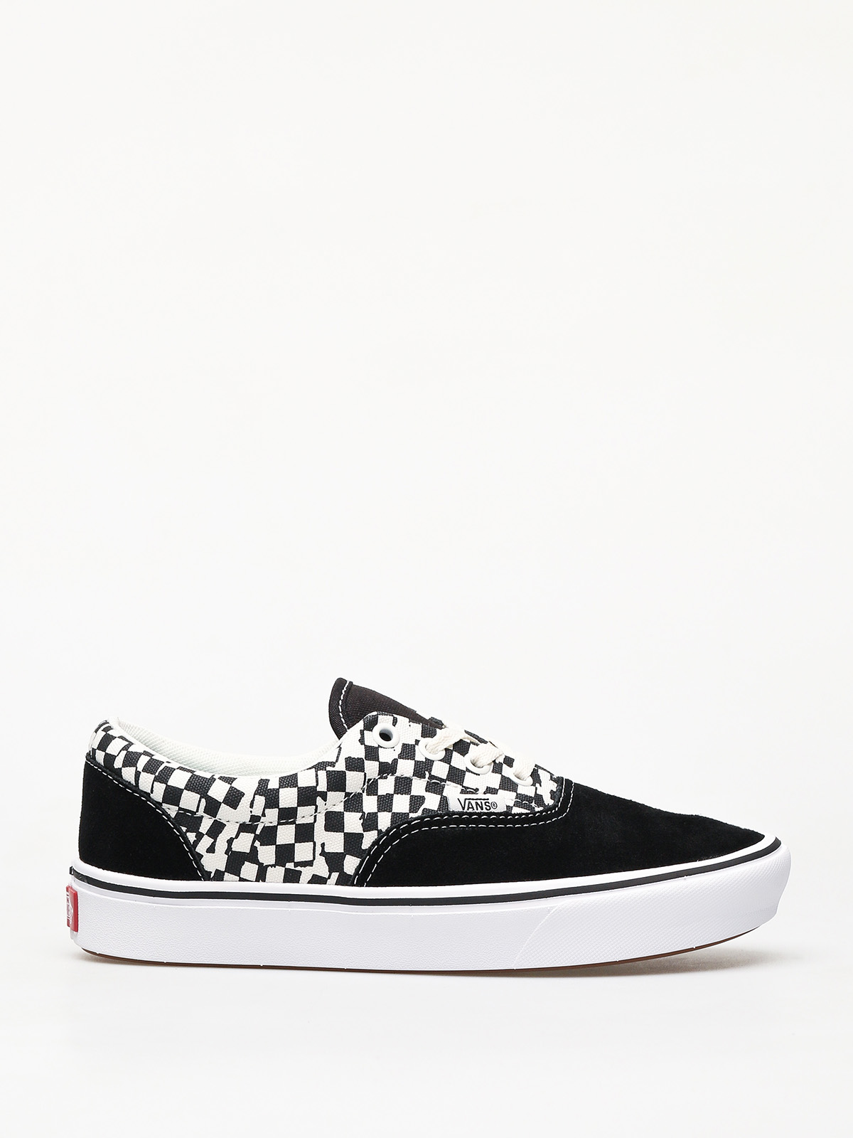 vans era comfycush black white