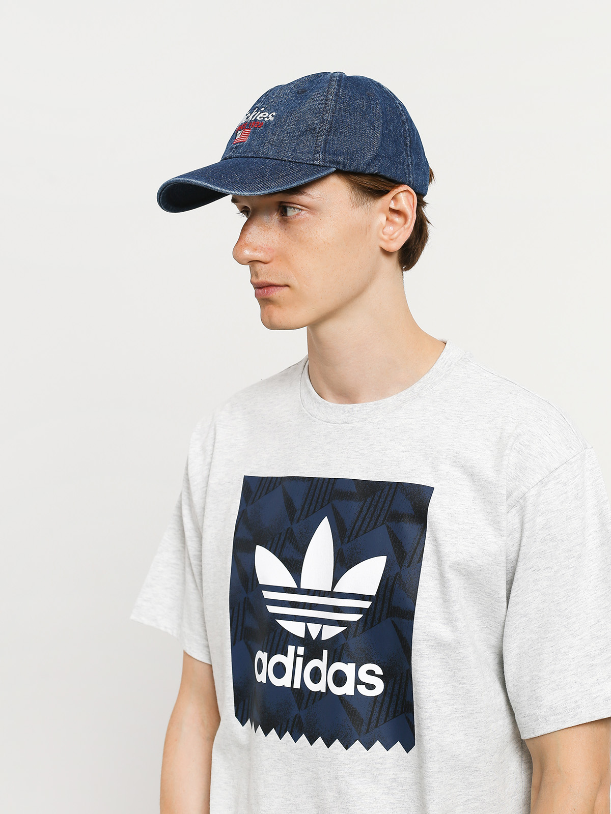 adidas Bb Print 1 T-shirt (light grey heather/black/collegiate navy/white)